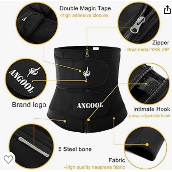 Women's 3XL ANGOOL Neopren Waist Trainer ,Workout Belt Sweat Corset With Zipper - Picture 2 of 13